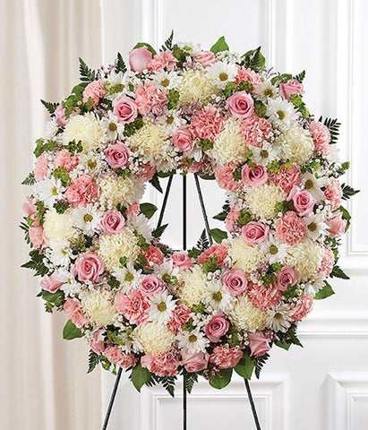 Pink and White Standing Wreath